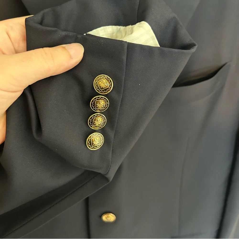 Pal Zileri Navy Three Gold‎ Button Sport Coat 58L